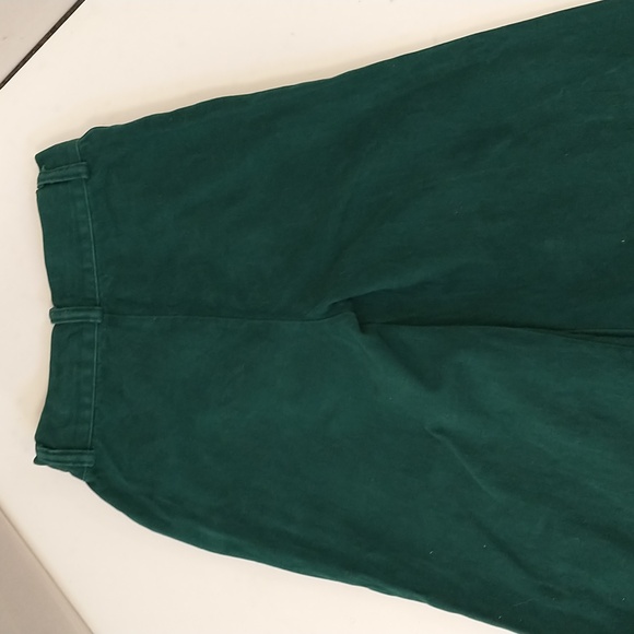 Vintage Forest Green Wide Leg High Waisted Bell Bottom Pants 70s Thick Cotton - Picture 4 of 9